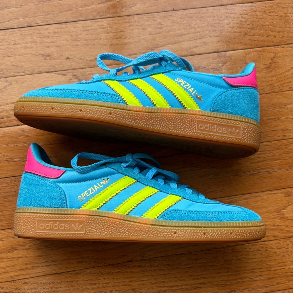 Adidas Handball Spezial "Sky Rush/Solar Yellow/Lucid Pink" Women's Shoe size 6 - Picture 2 of 11